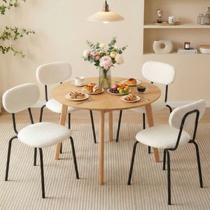 Advwin Dining Chairs Set of 4 Kitchen Chairs Velvet Beige