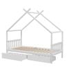 Artiss Bed Frame Wooden Base Kids Single Timber House Beds with 2 Storage Drawers White