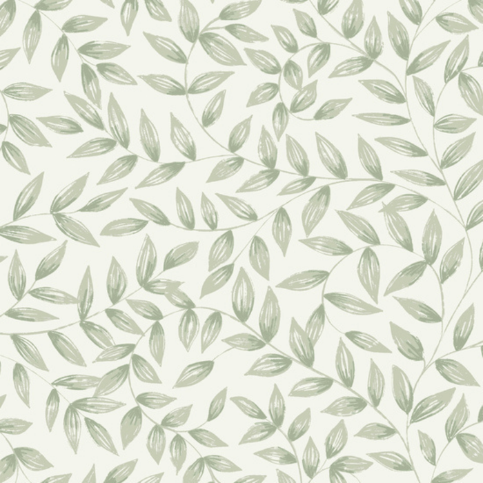 Grandeco 53cm x 10.05m Green Soft Leaf Wallpaper