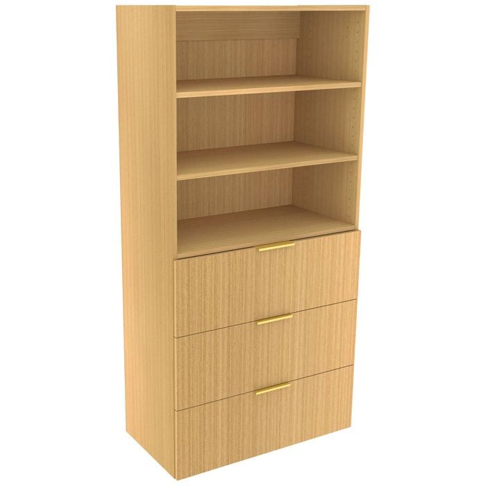 Lugna 1536 x 750 x 380mm Sand Ready To Assemble Robe Insert 2 Shelf 3 Drawer Unit