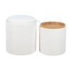 P&P White Chenille Storage Ottoman with Removable Tray 34.5x34.5x38cm