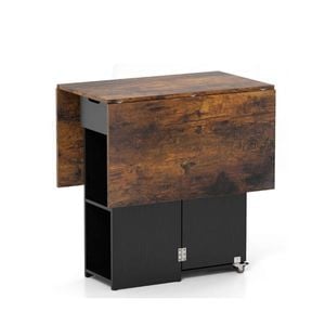 Costway Extendable Dining Table Hall Console Kitchen Bar Drop Leaf Black