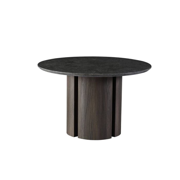 Raimon Furniture Devika Round Glossy Artificial Marble Effect Kitchen Dining Table 120cm Grey
