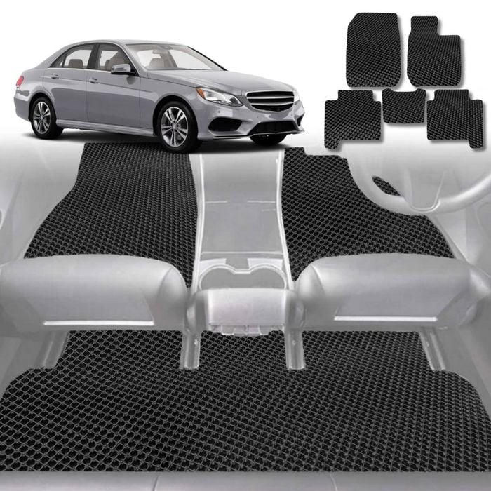 6D Diamond Car Floor Mats for Mercedes-Benz E-Class Sedan (W212)2009-2016-Full Set-Black-Outback GT