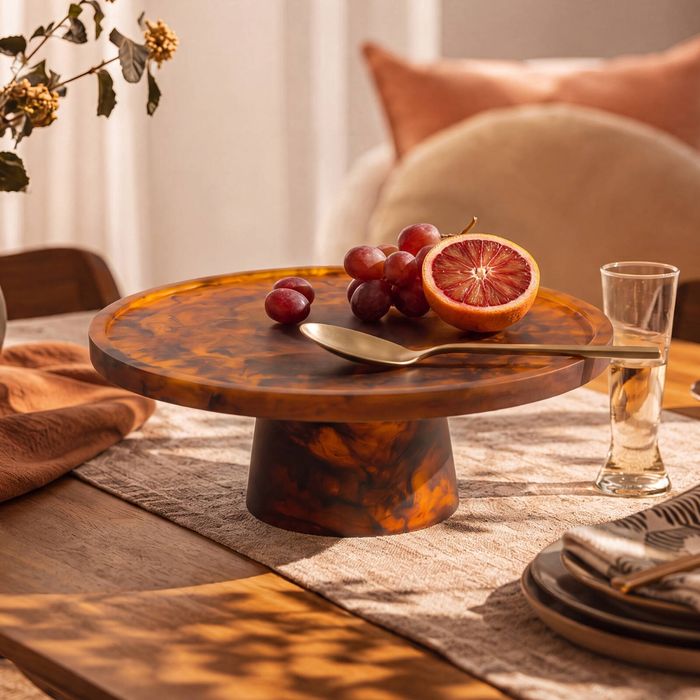 Cadence & Co. Chianti Resin Cake Stand Amber 28x28x11cm