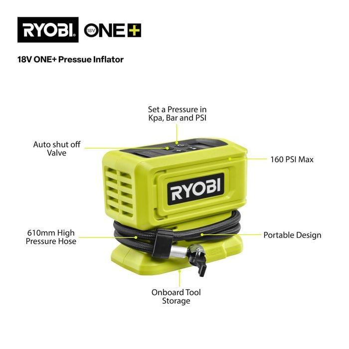 Ryobi 18V ONE+ High Pressure Inflator Tool Only Bunnings New Zealand