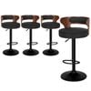 ALFORDSON Set of 4 Bar Stool Kitchen Swivel Chair Wooden Linen Fabric Ramiro Black
