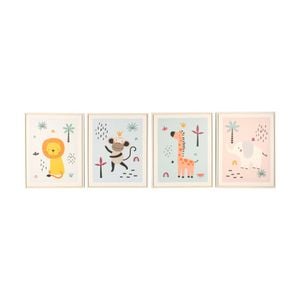 4pc Maine & Crawford Jordan 50cm Kids Room Animal Canvas Wall Art w/ Frame Asst