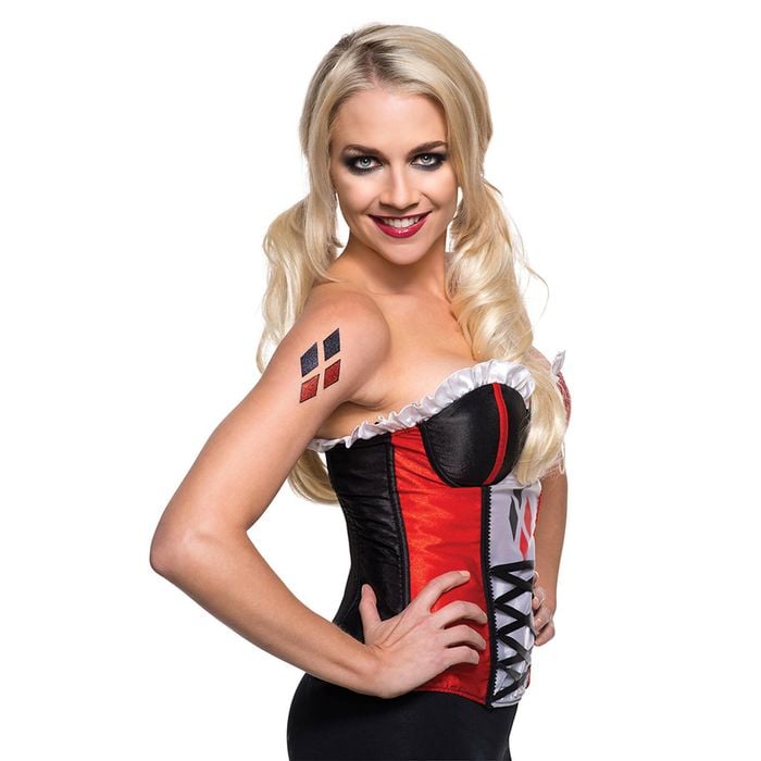 DC Comics Harley Quinn Glitter Sticker Tattoo Girls/Women Costume Accessory