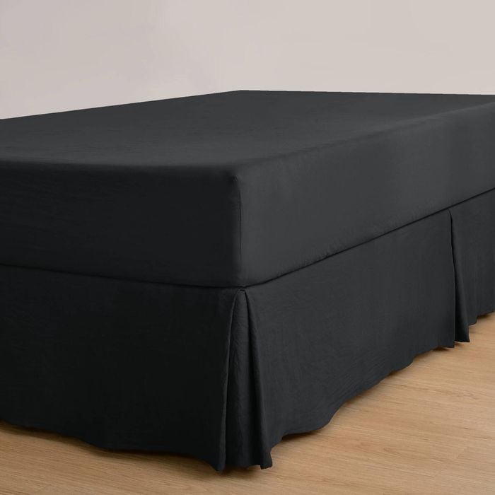 Dreamaker Superfine Washed Microfibre Pleated Valance Black King Bed