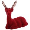P&P Red Plush Reindeer Christmas Tree Hanging Ornament Flocked Tabletop Holiday Decor