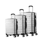 Mazam 3PCS Luggage Suitcase Set TSA Lock Silver
