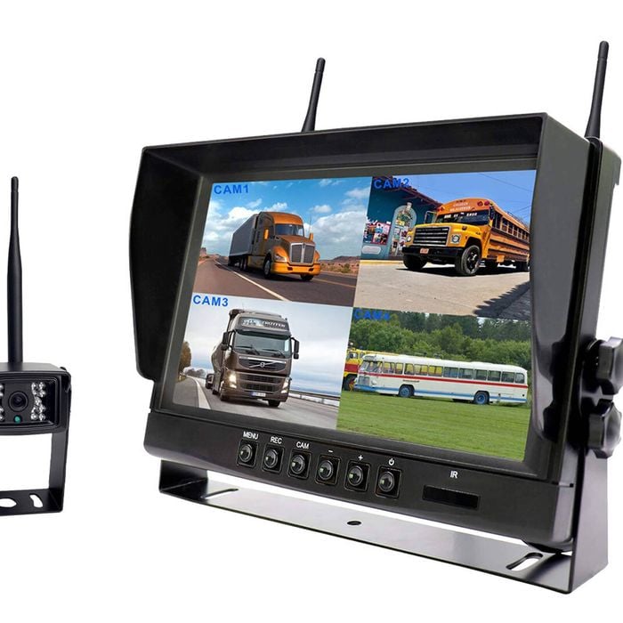 Elinz Digital Wireless 9" Quad Splitscreen Monitor 4CH DVR 1x Reversing CMOS 800TVL Camera 12V 24V 2.4GHz - 1 Camera Package