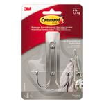 Command Brushed Nickel Adhesive Large Double Wall Hook - 1 Pack