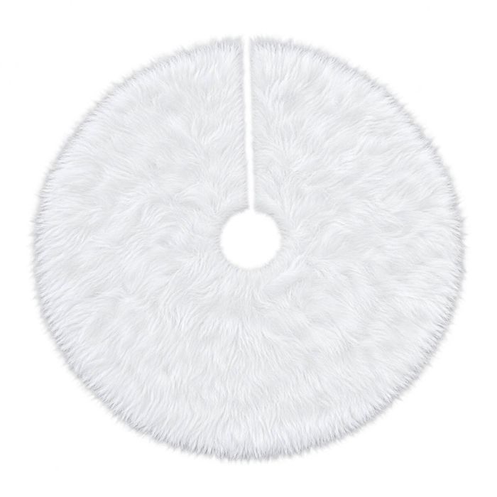 Catzon 48inch White Christmas Tree Skirt Soft Plush Tree Mat-Velvet
