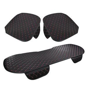 NNEOBA 3-Piece Universal Car Seat Covers Breathable Cotton Linen Cushion Set Black