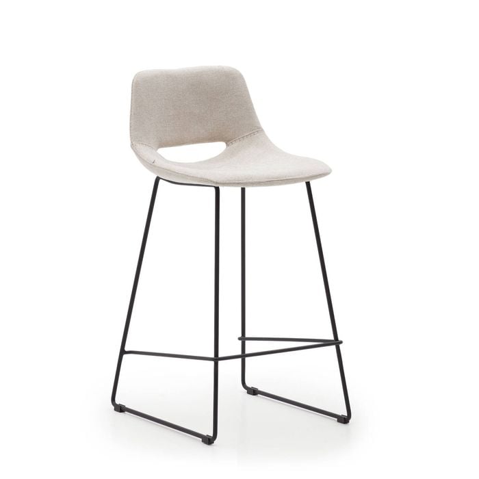 Beige upholstery Zahara barstool height 65 cm