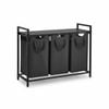 Laundry Hamper Shelf with Pull-Out Bag - 3x38L Black Gray