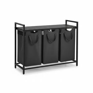 Laundry Hamper Shelf with Pull-Out Bag - 3x38L Black Gray
