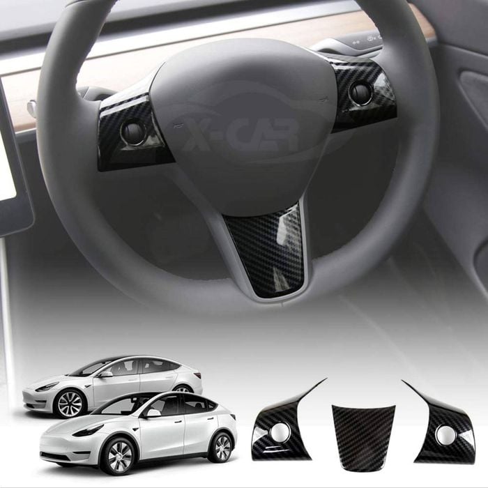 Tesla Model 3 2017-2023 and Model Y 2021-2025 Steering Wheel Cover Trim Carbon Fibre Style
