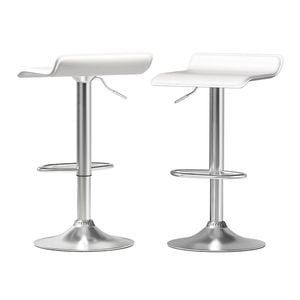 A Set of  2 Artiss Bar Stools Leather White