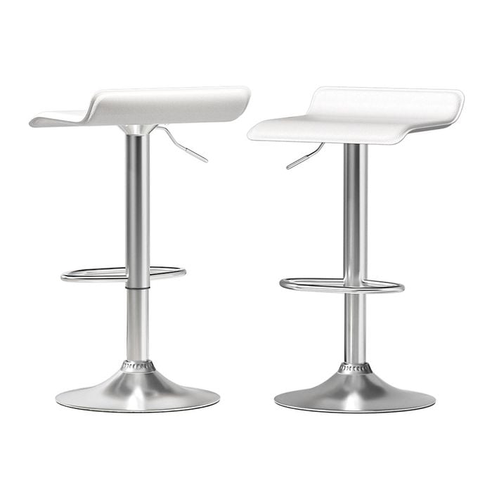 A Set of  2 Artiss Bar Stools Leather White