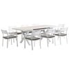 FurnitureOkay Bondi-Mosman 9-Piece Ceramic Outdoor Extendable Dining Setting - White