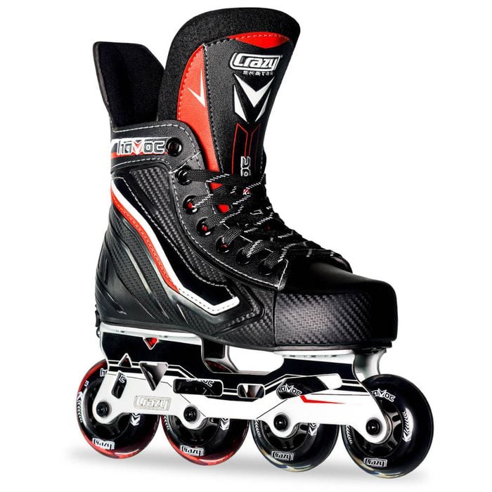 Crazy Skates Havoc Size Adjustable Hockey Inline Skates - Red/black