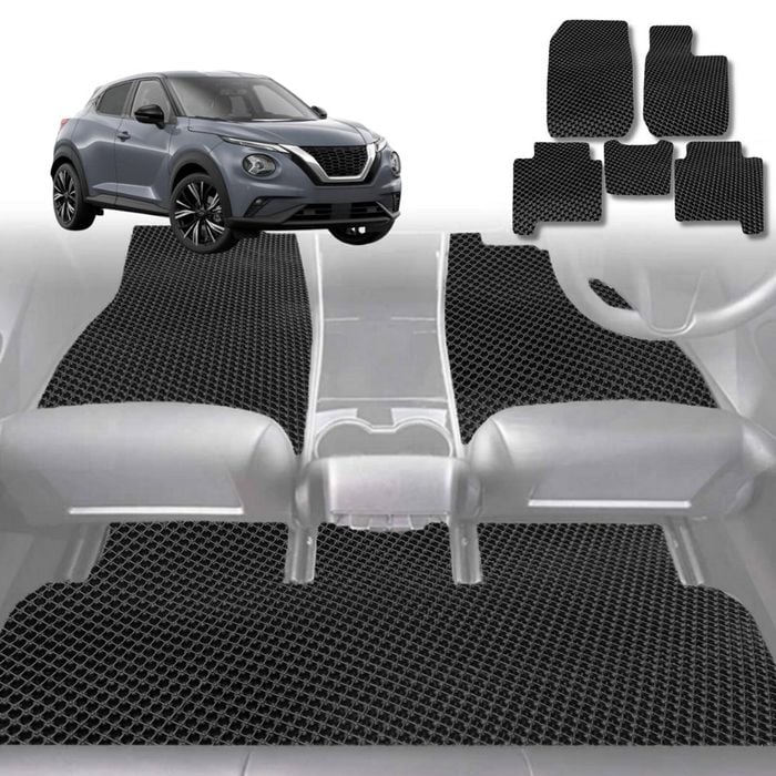 6D Diamond Car Floor Mats for Nissan JUKE 2020-Current-Full Set-Black-Outback GT
