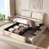 Homfurn King Bed Frame With Gas Lift Storage & 3 Drawers – Adjustable Headboard, 300kg Capacity, Beige