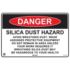 Pinnacle 300 x 200mm Poly Danger Silica Dust Avoid Breathing Sign