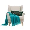 SOGA Christmas Bundle – 2 Dark Green Christmas Forest Lumbar Pillow & Teal Knitted Throw Blanket