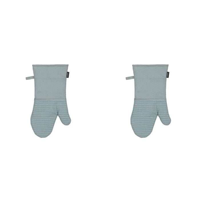 2PK Ladelle Lennox Durable Oven Mitt Heat-Resistant Kitchen Gloves Ice Blue