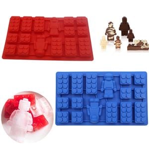 Catzon 2 Pcs Minifigure Bricks Ice Trays for Melted Chocolate & Crayons-B