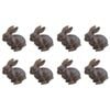 8PK LVD Metal Rabbit Sculpture Home/Office Decor 6.35cm Dark