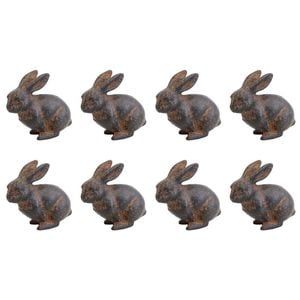 8PK LVD Metal Rabbit Sculpture Home/Office Decor 6.35cm Dark
