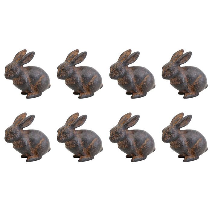 8PK LVD Metal Rabbit Sculpture Home/Office Decor 6.35cm Dark