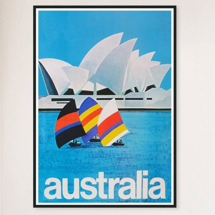 Galrie Sydney Harbour Vintage Travel Poster Retro Australian Wall Art Print Home Décor, Black Frame, A3 30 x 42cm (12 x 16inch)