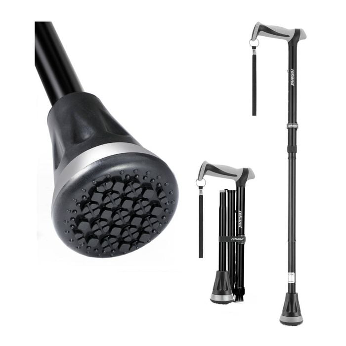 Rehand All TerrainWalking Cane for Seniors & Adults (Black)