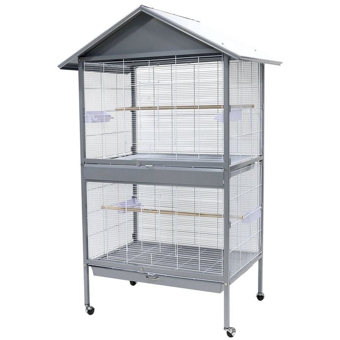Flyline Large Parrot Cockatiel Parakeets Canary Finch Bird Cage with Roof