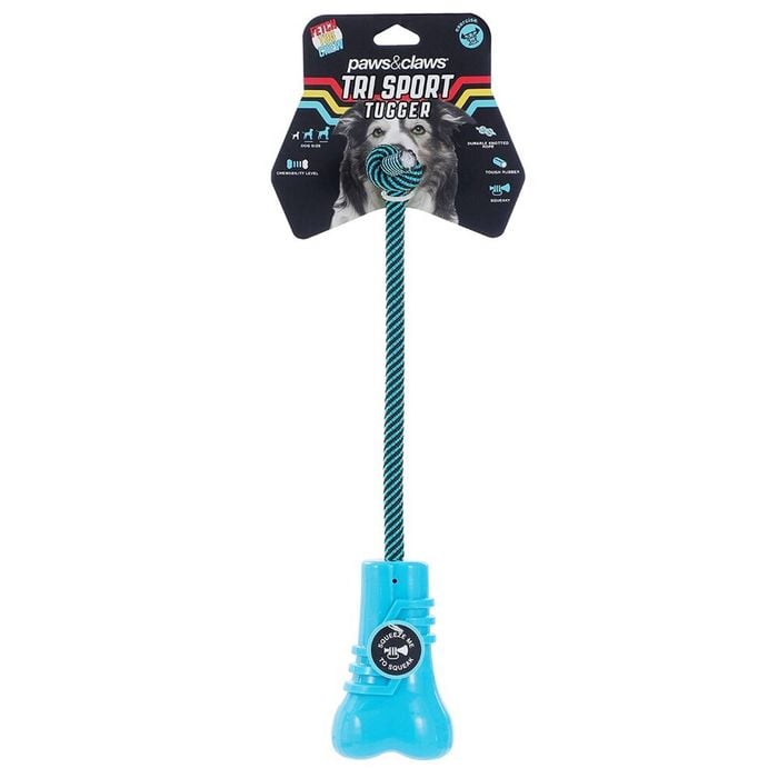 Paws & Claws 23x7.6x5.8cm Tri Sport Bone Tugger Dog/Pet Toy Blue