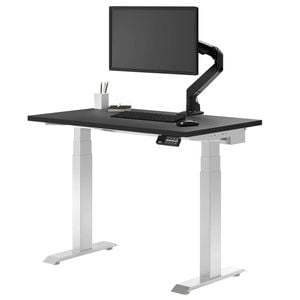Desky Dual Mini Sit to Stand Black Desk 1000x600mm White Frame