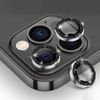Metal Camera Len Glitter Cover Glass Protector Bling - For Apple iPhone 15 Pro / 15 Pro max (3pcs) - Black