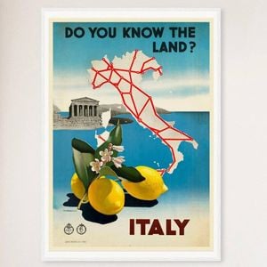 Galrie Italy Vintage Travel Print-Discover the Enchanting Landscapes of Italy Art Décor, White Frame, A0 84 x 119cm (33x 47inch)
