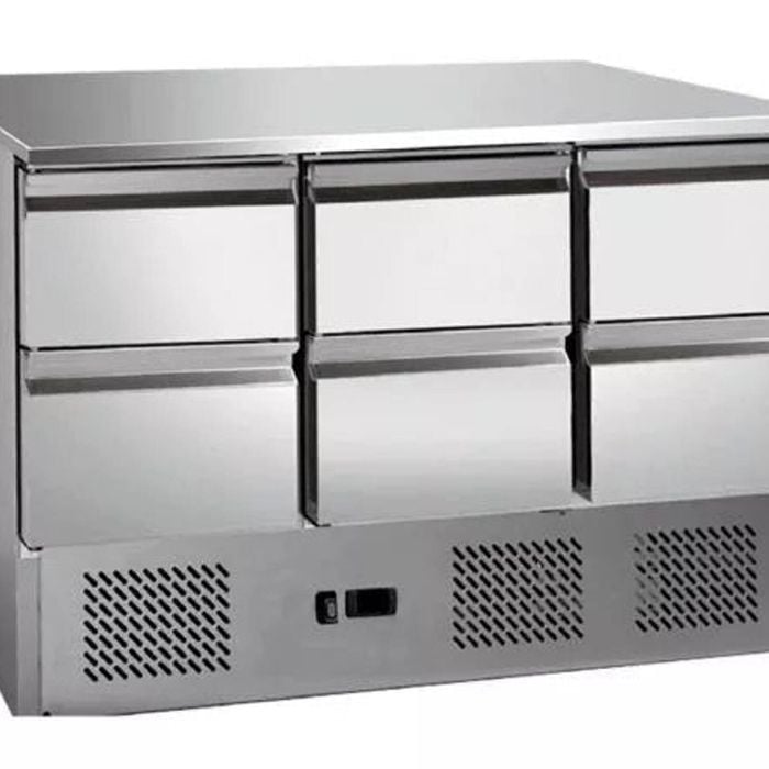 Thermaster 6 Drawers S/S Compact Workbench Fridge GNS1300-6D