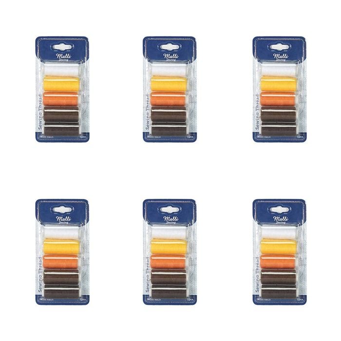 6x 5pc Malli Warm Shades 180m Plastic Spool Sewing Diy Garment Thread