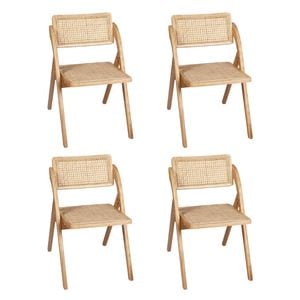 Levede 4pcs Chairs - Natural Wood Colour