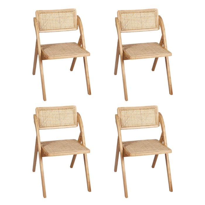 Levede 4pcs Chairs - Natural Wood Colour