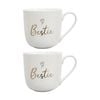 2pk Lvd Bestie Bone China/foil Gift/present Mug Drinking Cup White/gold