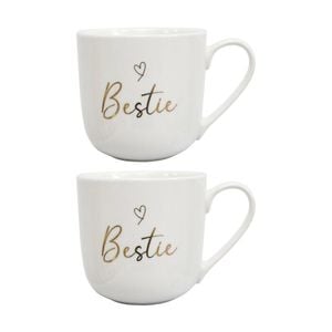 2pk Lvd Bestie Bone China/foil Gift/present Mug Drinking Cup White/gold